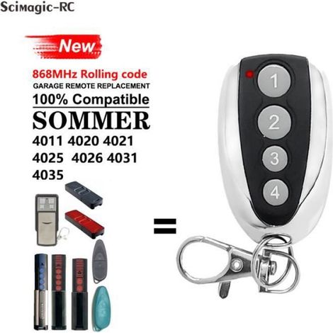 Télécommande Portative - 868.8 MHz - 4 Canaux - Pour Portes De Garage Sommer Et Aperto - 1 Pièce