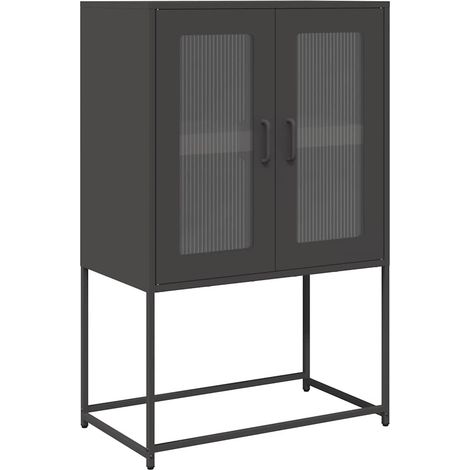 Maison Exclusive - Buffet haut noir 68x39x107 cm acier (1/5)
