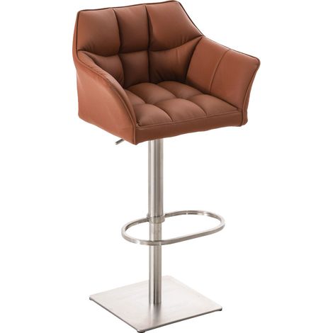 Tabouret de bar Damaso avec revetement en similicuir Marron clair Acier inoxydable (1/5)