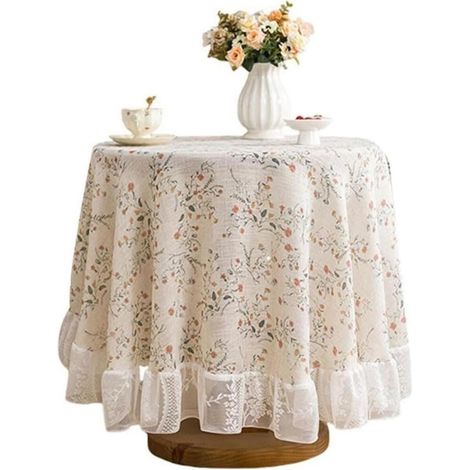 Mantel de comedor francés fresco y elegante, de tacto sofisticado, mantel de lino vintage con estampado floral cruzado (140 x 100 cm) (1/5)