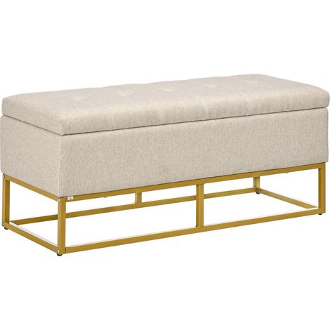 Pieds métal doré chic gagnez de la place banquette coffre capitonnée 110 cm rangement salon et chambre (1/5)