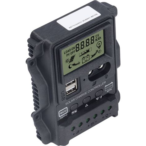 Chargeur Solaire Double USB Contrôleur PWM 12V/24V 10A Écran LCD ABS, Panneau 130W/260W avec Détection de Lumière (1/5)