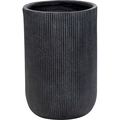 Fioriera in fibra di argilla Vaso per piante da giardino 37 x 37 x 56 cm Giardino all'aperto Foro di drenaggio Nero Eantio