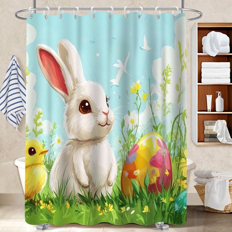 Voile de douche polyester 180x180 bordure lestée rideau imperméable pour un relooking rapide de sa salle de bain (1/5)