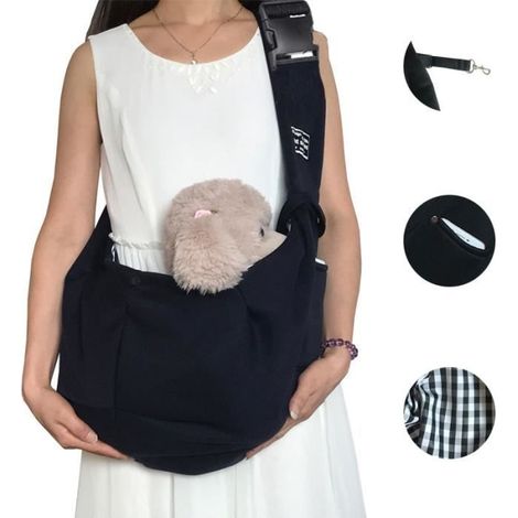 Sac de transport pour chat/chien - Noir - Sac à bandoulière pour chat/chiot - Respirant - Extérieur