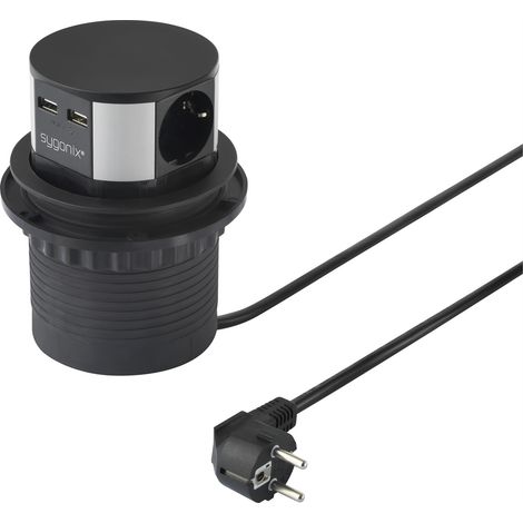 Sygonix SY-4780156 Steckdosenturm  Schwarz, Silber Schutzkontakt 1 St. (1/5)