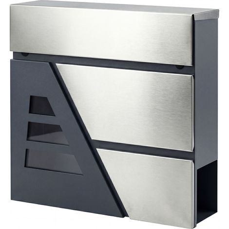 Wandbriefkasten, 13 l, mit Absenkautomatik, Dunkelgrau