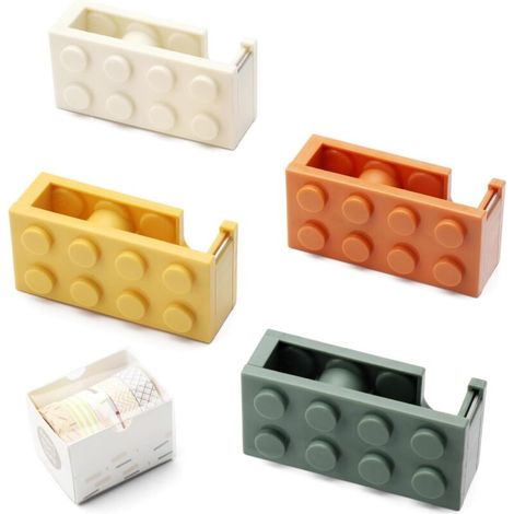 Set of 4 tape dispensers, tape dispenser, for children, tape dispenser, Tesa dispenser for quickly cutting tape, office, school, flower shop (1/5)