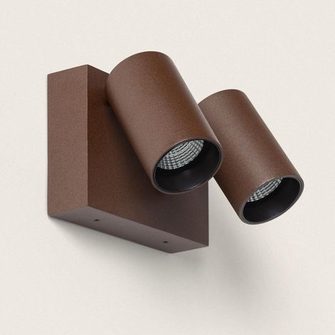 Applique da Parete per Esterni LED 18W Alluminio CCT Selezionabile Due Faretti Kuriya Ossido (1/5)