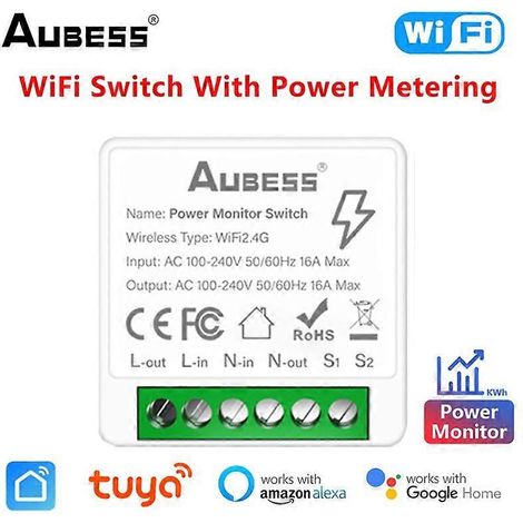 Interrupteur intelligent Tuya à 2 voies avec Wi-Fi, compatible avec Alexa et commande vocale à distance. (1/5)