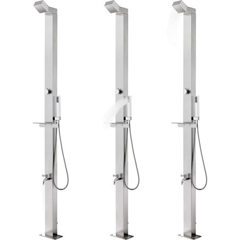vidaXL Doccia da Giardino con Base Grigia 225 cm in Acciaio Inox
