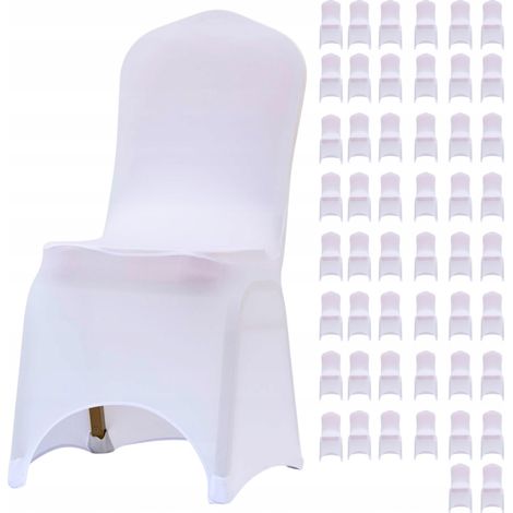 Housse élastique universelle pour chaise de banquet, épaisse, 250 g, blanche, x50