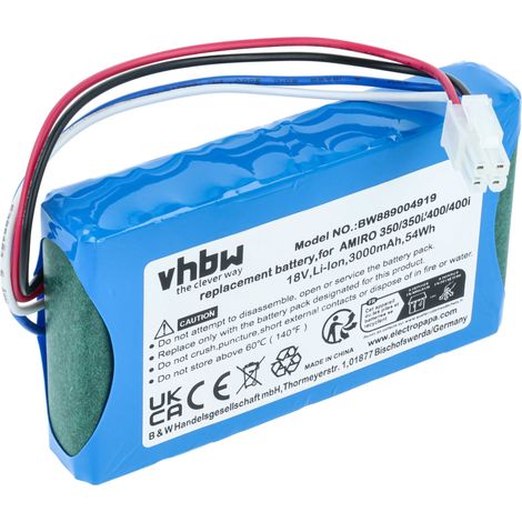 vhbw Battery Replacement for Yard Force 1920726, GMBE-SP10283, GMBE-SP11571 for Robotic Lawnmower (3000mAh, 18 V, Li-Ion)