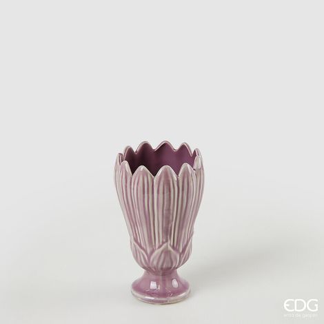 EDG Enzo De Gasperi Vaso Freaky Foglie Coppa H 17,5 Cm D 10,5 Cm Ceramica Waterproof Purple
