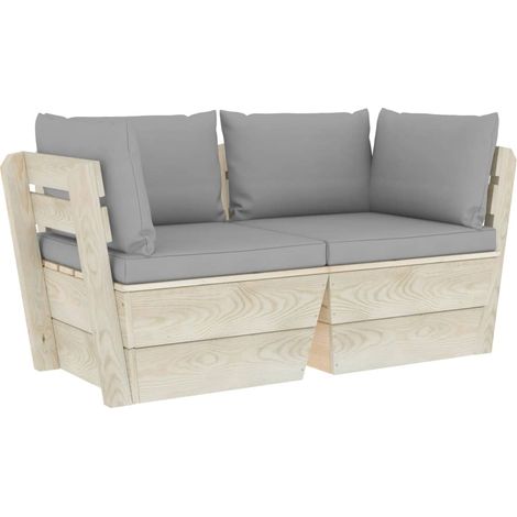Maison Exclusive - Garten-Palettensofa 2-Sitzer mit Kissen Fichte