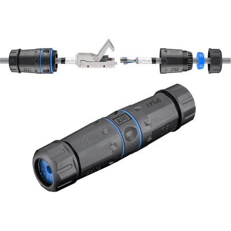 Conector de barril IP68 para cable de red LAN exterior Cat.6 STP blindado AWG 22-26 (1/3)