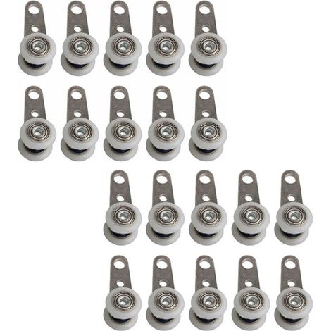 Lot de 20 Roulettes pour Baies Vitrées et Portes Coulissantes Métal Plastique 4,5 x 1,9 cm