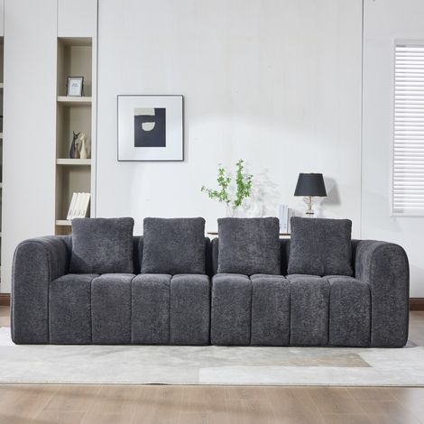 FloraGrace canapé d angle modulaire, 260 x 94,5 x 80 cm, tissu velours gris foncé, 2 éléments, sans montage (1/5)
