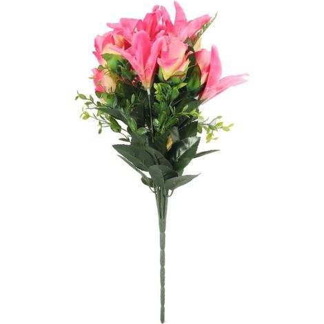 Strauß aus 12 Blumen, Rosen- und Lilienmischung, dunkelrosa (1/3)