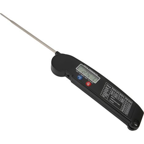 Ultradünnes, faltbares Kochthermometer für Grill, Küche, Drehspieß, Lebensmittel, Fleisch, Backofen - schwarz (Batterien nicht enthalten) (1/5)