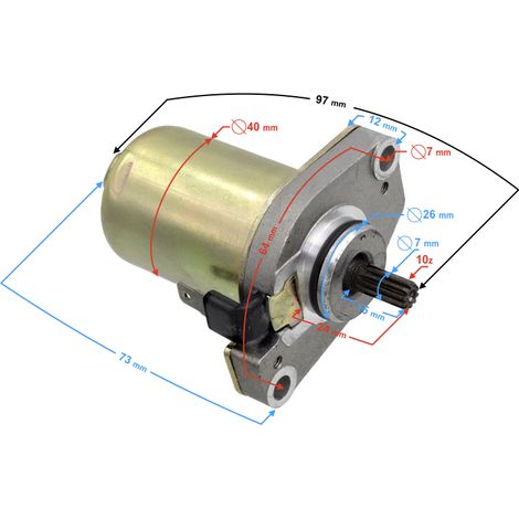 Démarreur pour scooter 2T Yamaha 3KJ, 10 dents (1/3)