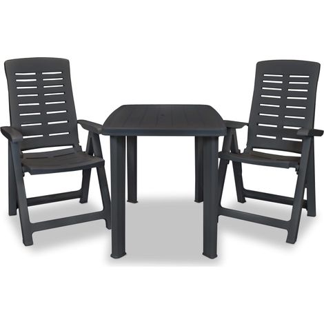 Maison Exclusive - 3-tlg. Bistro-Set Kunststoff Anthrazit