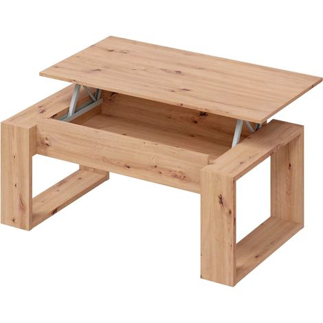 Tavolino Rialzabile Da Caffè Con Piano Sollevabile Tavolo Da Soggiorno Pranzo Moderno Salvaspazio Ideale per Mangiare Lavorare Organizzare Il Living 105 x 55 x 45 cm Rovere