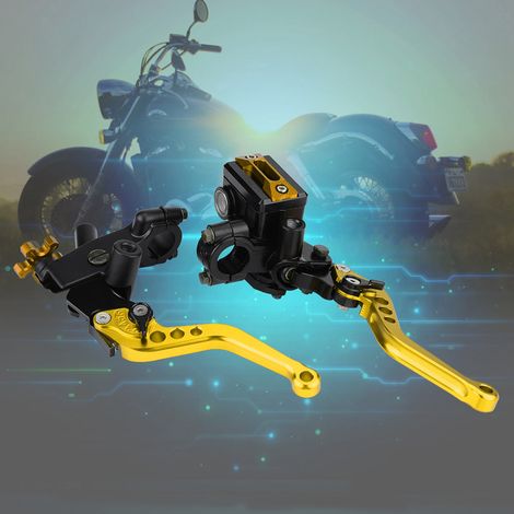 Paar universelle 7/8" (22 mm) Motorrad-Brems- und Kupplungs-Hauptzylinderhebel, goldfarben, 2-teiliges Set, Ersatz-Lenkergriffe. (1/5)