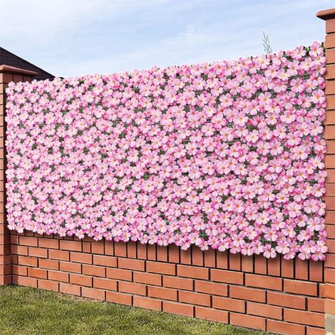 Siepe Artificiale Sintetica 1 x 3 metri Rotolo Anticaduta Rete Fiori Rosa (1/5)