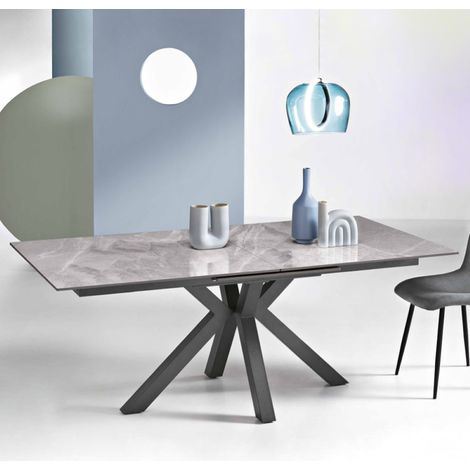 Tavolo in pietra allungabile a 240 cm effetto marmo Grigio HERO (1/2)