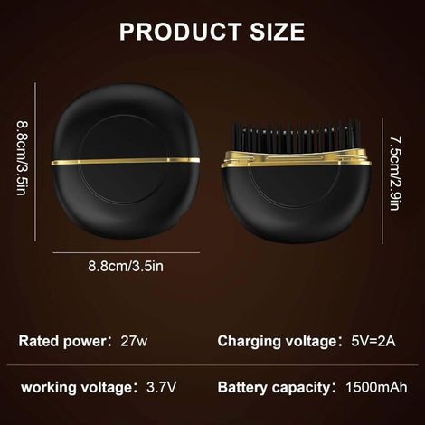 Brosse soufflante sans fil 10s – 3 réglages de chaleur pour tous types de cheveux – Protection anti-brûlure – Double usage cheveux et barbe