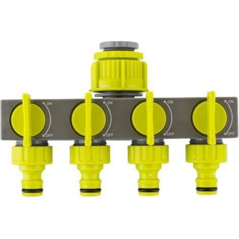 4-way distributor, 3/4 inch and 1/2 inch garden hose connector, tap adapter, garden hose distributor (1/4)