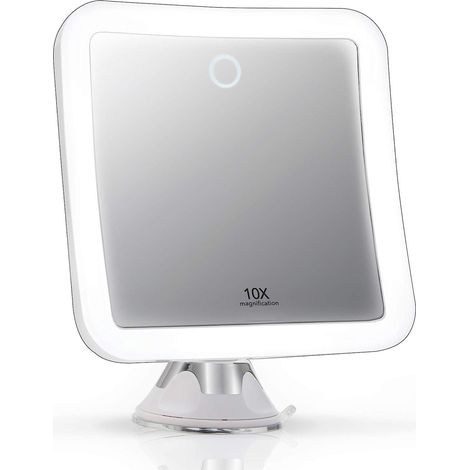 de Miroir courtoisie rechargeable grossissant 10x avec 3 réglages d'éclairage LED Intensité réglable au toucher (1/3)