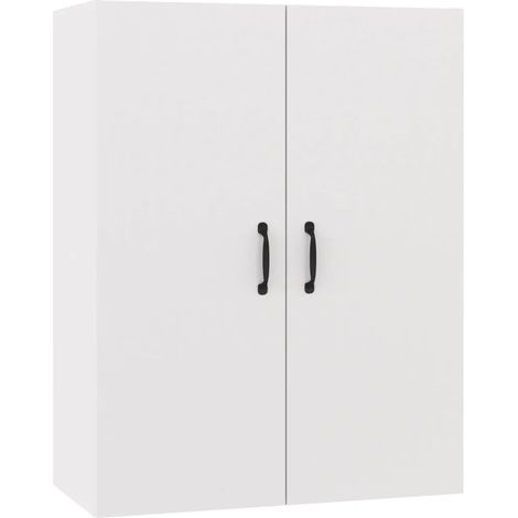 Mobiletto a parete bianco 69,5 x 34 x 90 cm con ampio vano contenitore design moderno in legno bianco 020048017