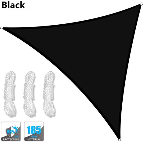 (Noir, 300x300x300CM) Auvent triangulaire imperméable, pergola extérieure, voile d'ombrage pour terrasse de jardin et piscine (1/5)