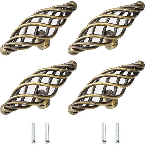 YMYNY Schubladengriffe im Vintage-Vogelkäfig-Stil aus Metall mit Schrauben für Schubladen, Türen, Schränke, Badezimmer, Zuhause, Küche, Hotel, 4 Stück (1/4)