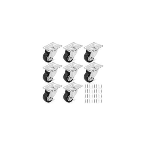 8 miniruedas giratorias para muebles, giro de 360°, ruedas de goma, pequeñas ruedas giratorias silenciosas con tornillos de fijación para muebles, cajas, armarios y carros.