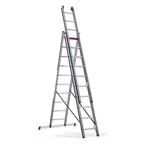 Escalera aluminio profesional 3 tramos y 10 peldaños (1/5)