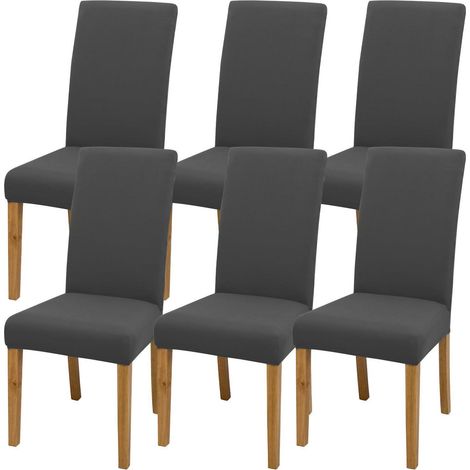Stuhlbezüge 6er Set Grau, weich & dehnbar, waschbar, für Esszimmer & Küche (1/5)