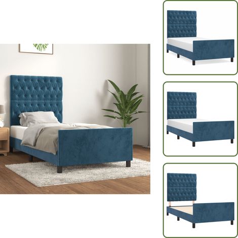 Bettgestell ohne Matratze Dunkelblau 90x190 cm Samt - Samtbettwäsche - Bettsofa - Doppelbett - Boxspringbett - Hochbett (1/5)