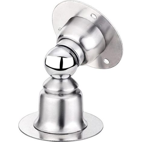 Promotion, 2 butées de porte magnétiques, acier inoxydable avec ruban adhésif double face 3M ou Vis - Inutilisable pour le fourrage / fourrage (acier brossé) (1/5)