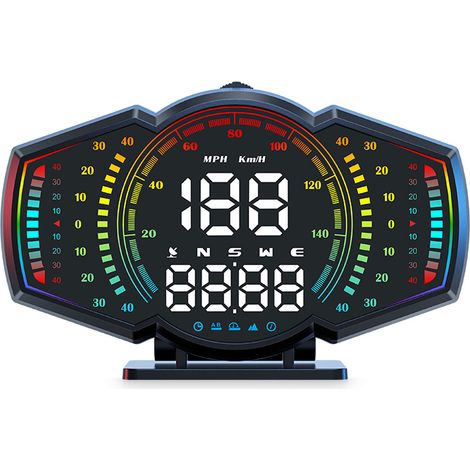 Tachimetro digitale GPS, display GPS universale per auto, HUD intelligente con velocità GPS in mph e km/h, tempo di guida, distanza, altitudine, avviso di eccesso di velocità e avviso di stanchezza, p