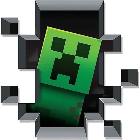 Wandtattoo „Kriechendes grünes Pixelmonster“, Deko im Blockwelt-Stil, Wandaufkleber fürs Kinderzimmer (1/5)