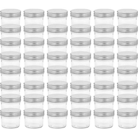 Pots à confiture en verre bocaux de conservation couvercle argenté 110 ml lot de 48 (1/5)