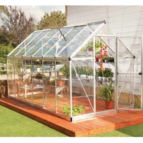 Serre de jardin en polycarbonate Harmony 6,84 m², Couleur Argent, Ancrage au sol Oui (1/5)