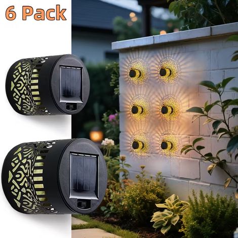 Projecteur solaire mural Mandala creux en 6 pièces - Étanche IP65, veilleuse solaire décorative d'extérieur pour cours et jardins (1/5)