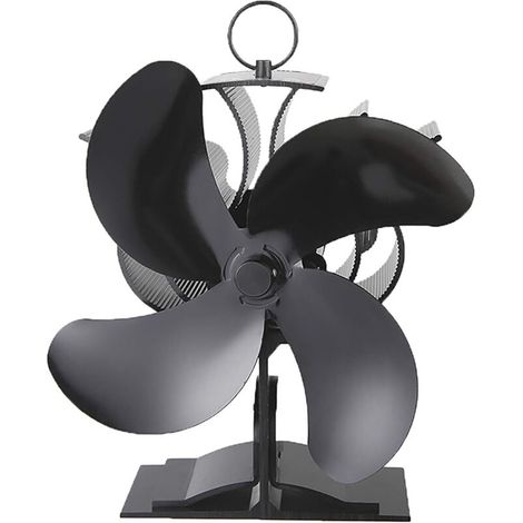 Accessoire de cheminée et poêle, Ventilateur poele bois 4 lames, Ventilateur à 4 pales alimenté par la chaleur, magnétique, respectueux de l'environnement et efficace pour poêle à bois, cheminée (1/5)