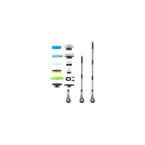 Brosse de nettoyage électrique multifonctionnelle Brosse à main sans fil vocale Artefact de nettoyage de sol à tige télescopique rotative automatique