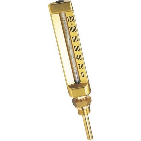 Thermomètre droit boîtier aluminium pour Chauffage 0-120°C L=100