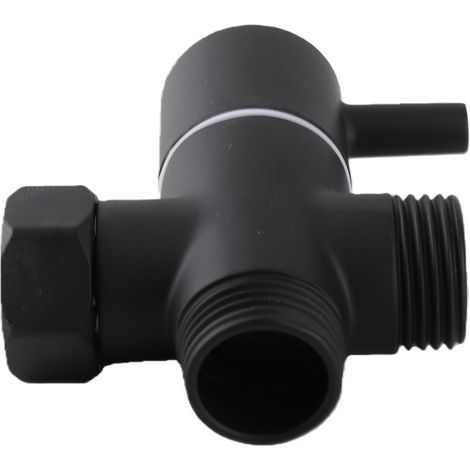 Robinet inverseur de douche 3 voies G1/2 en cuivre pour bras de douche à main, noir (1/5)
